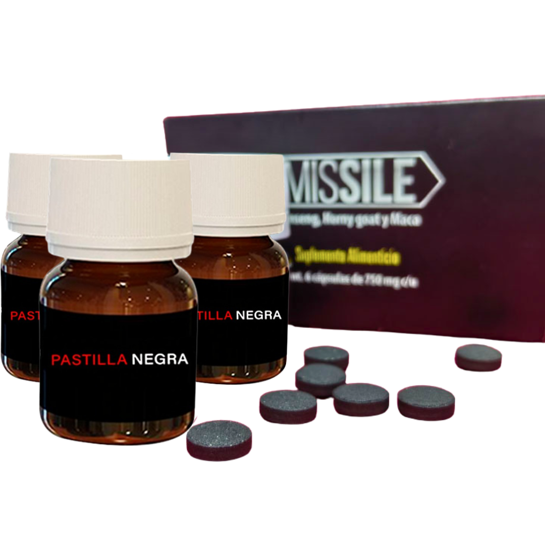 3 FRASCOS PASTILLA NEGRA + 1 CAJA MISSILE - Imagen 3